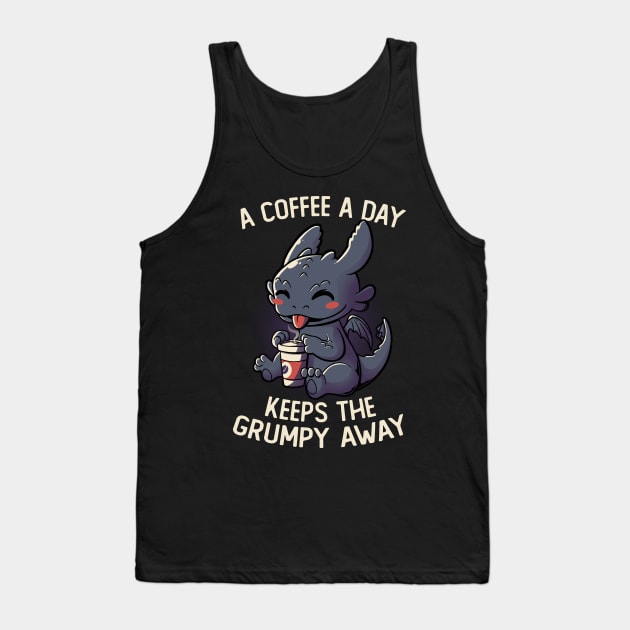 A Coffee a Day Keeps The Grumpy Away Funny Cute Gift Tank Top by eduely